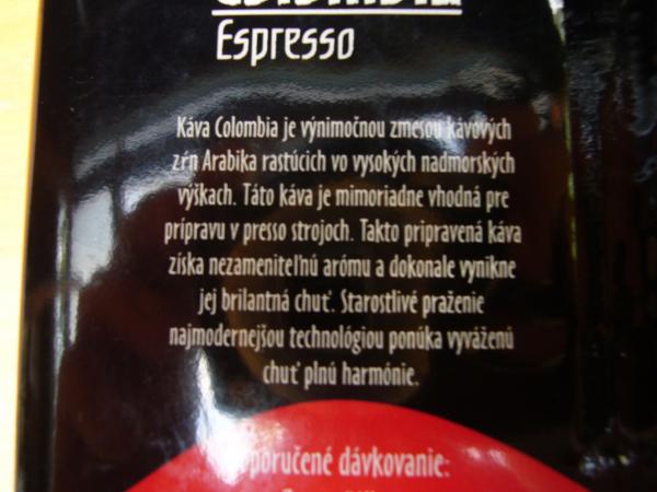 Popradská káva - Columbia Espresso mletá 250g slovenský text